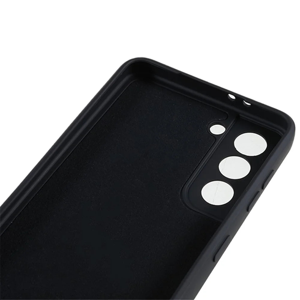 For Samsung Galaxy S21 4G / 5G Back Shell TPU Case Fiber Lining Rubberized Cell Phone Cover - Black - 7