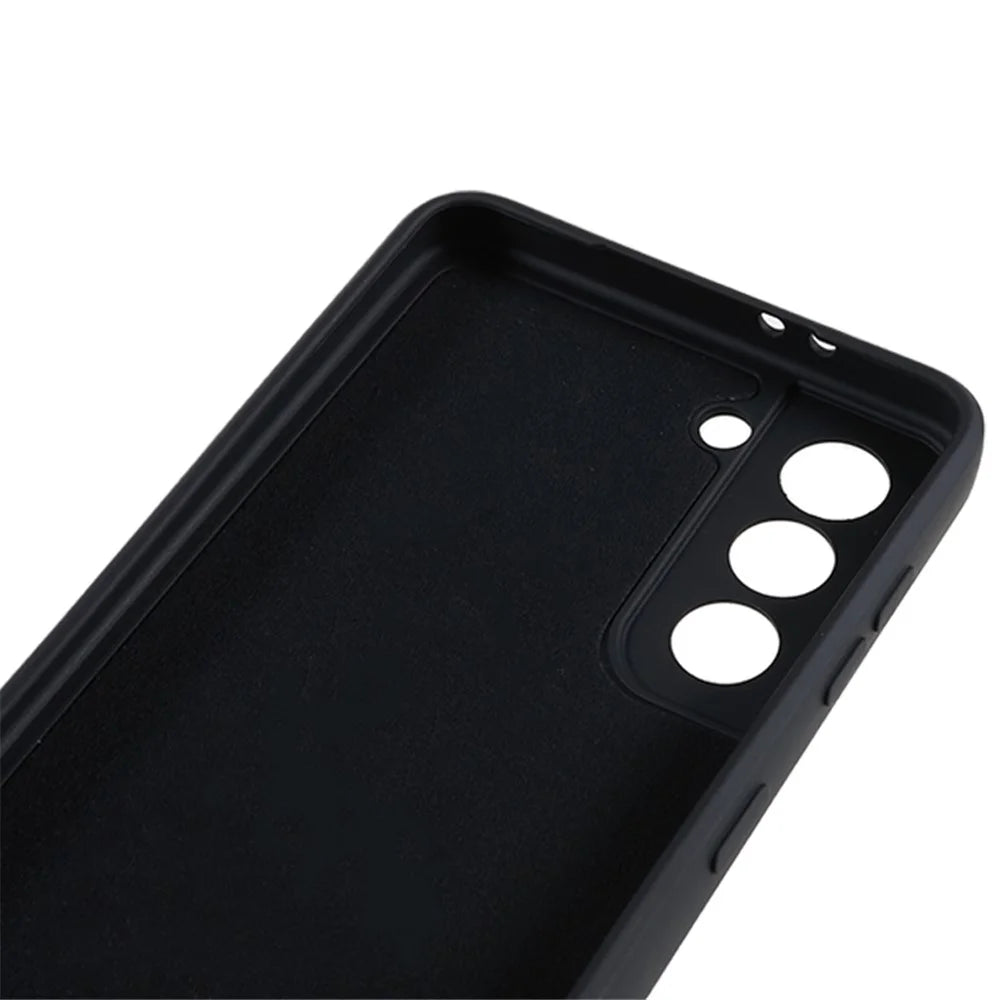 For Samsung Galaxy S21+ 5G Fiber Lining Back Shell TPU Case Rubberized Cell Phone Cover - Black - 7