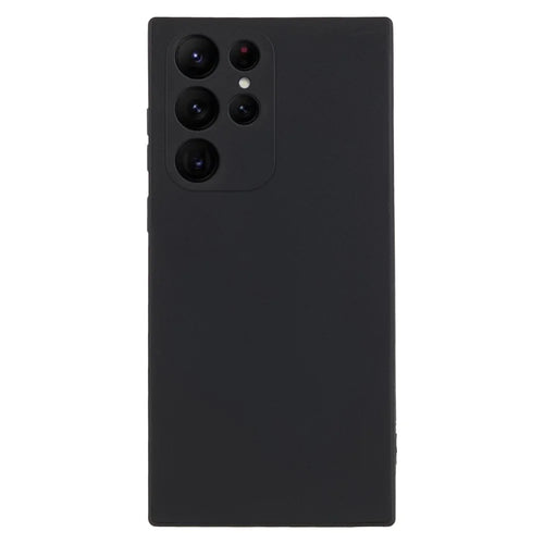 For Samsung Galaxy S22 Ultra 5G Straight Edge TPU Cover Lens Precise Cutout Candy Color Phone Case - Black - 1