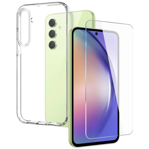 NORTHJO For Samsung Galaxy A54 5G Soft Transparent TPU Phone Case with Tempered Glass Screen Protector - Transparent - 1