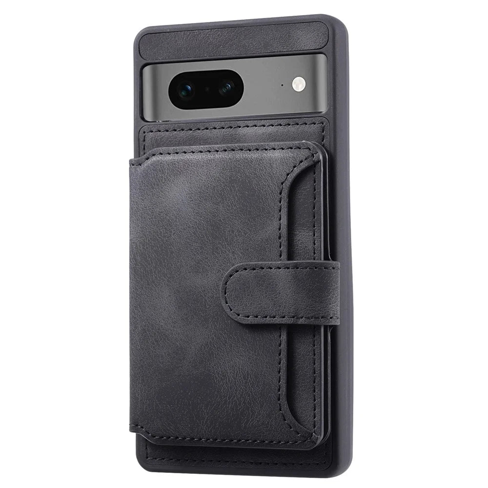 For Google Pixel 7 5G RFID Blocking Wallet Phone Cover Skin-touch Kickstand Leather Coated TPU Case - Black - 2