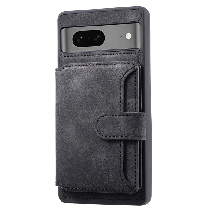 For Google Pixel 7 5G RFID Blocking Wallet Phone Cover Skin-touch Kickstand Leather Coated TPU Case - Black - 2
