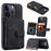 For iPhone 13 Pro RFID Blocking Phone Case Leather Coated TPU Cover with Wallet Kickstand - Black - 1