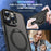 For iPhone 14 Pro Magnetic Phone Case Compatible with MagSafe PC+TPU Ring Kickstand Protective Cover - Black - 6
