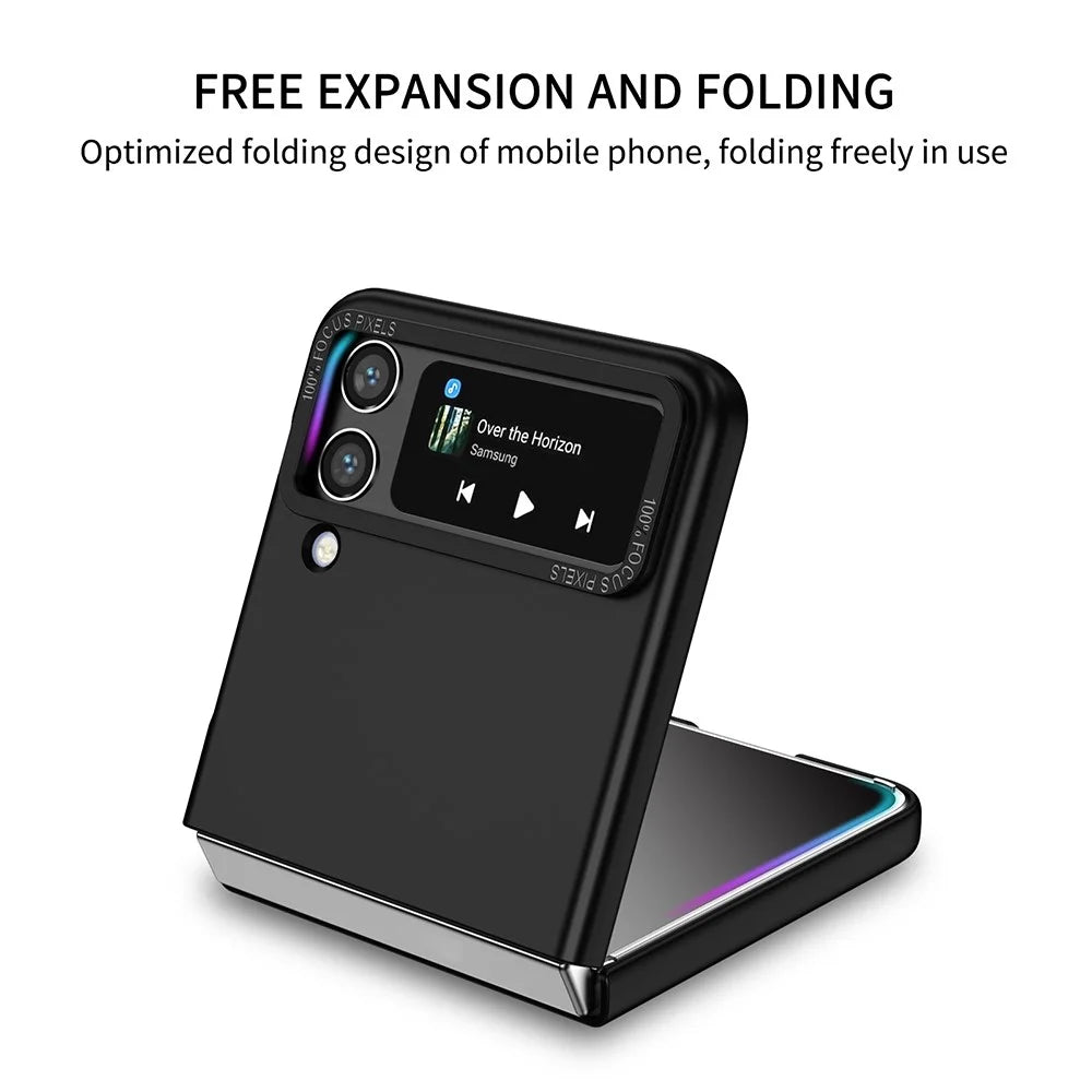 Flip Phone Case for Samsung Galaxy Z Flip4 5G Shockproof Case Hard PC Phone Cover with Kickstand - Black - 3