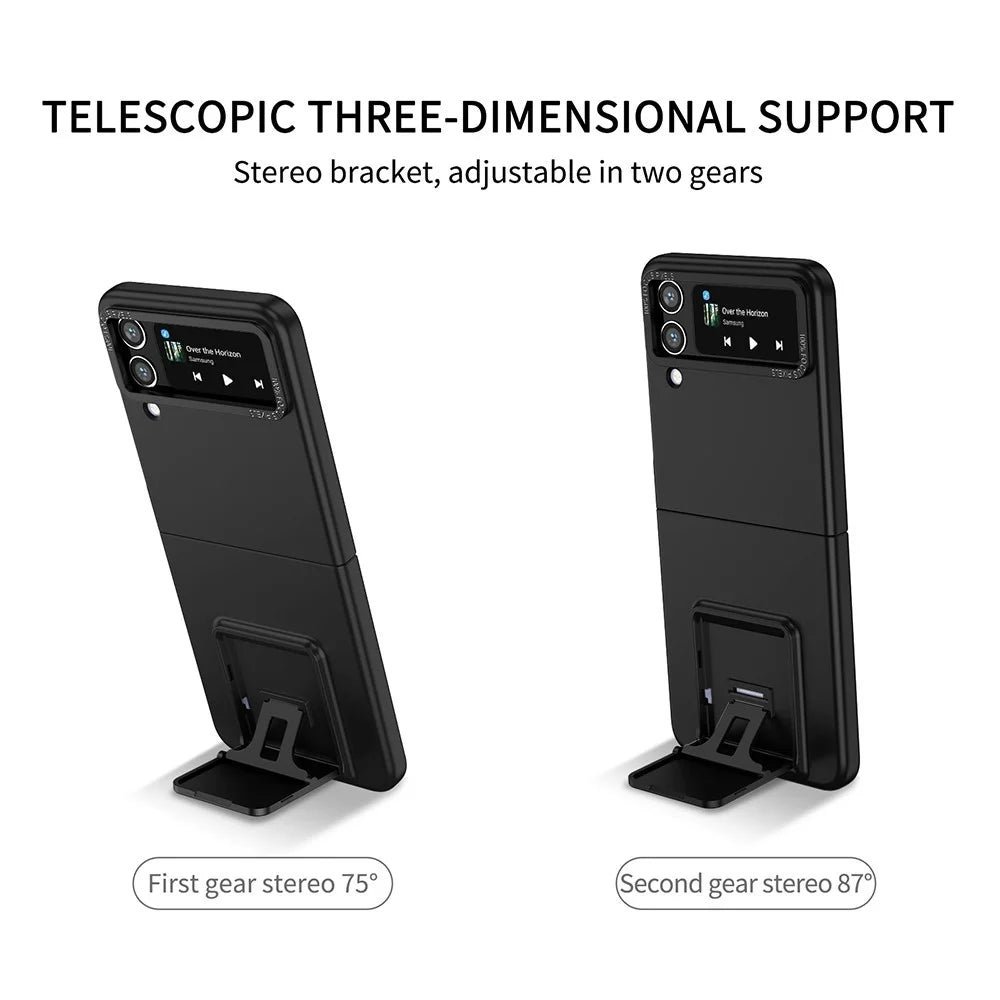 Flip Phone Case for Samsung Galaxy Z Flip4 5G Shockproof Case Hard PC Phone Cover with Kickstand - Black - 6