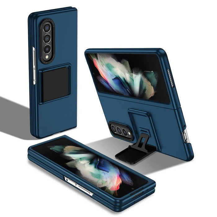 Protective Case for Samsung Galaxy Z Fold3 5G Hard PC Case Anti-Scratch Phone Cover with Kickstand - Blue - 1