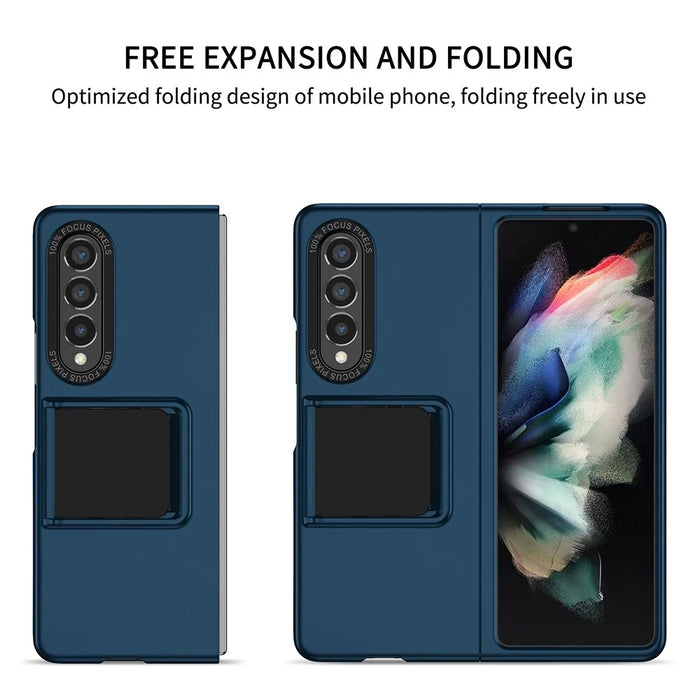 Protective Case for Samsung Galaxy Z Fold3 5G Hard PC Case Anti-Scratch Phone Cover with Kickstand - Blue - 2