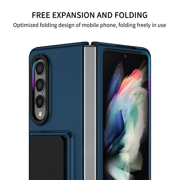 Protective Case for Samsung Galaxy Z Fold3 5G Hard PC Case Anti-Scratch Phone Cover with Kickstand - Blue - 3