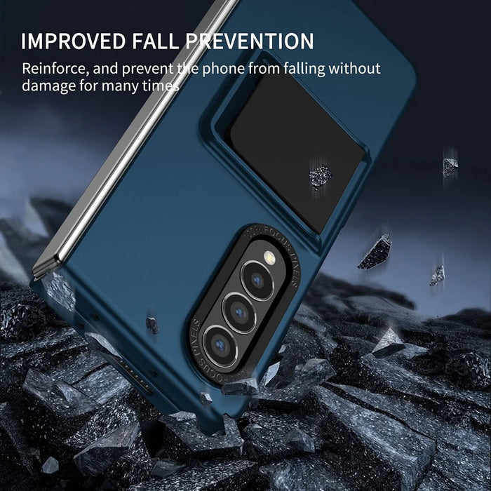 Protective Case for Samsung Galaxy Z Fold3 5G Hard PC Case Anti-Scratch Phone Cover with Kickstand - Blue - 4