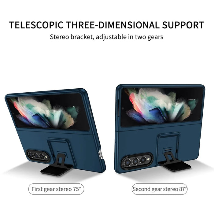 Protective Case for Samsung Galaxy Z Fold3 5G Hard PC Case Anti-Scratch Phone Cover with Kickstand - Blue - 6