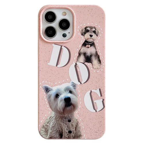 For iPhone 14 Pro Case Wheat Straw Degradable Phone Cover Pattern Printing Phone Shell - Dog - 1