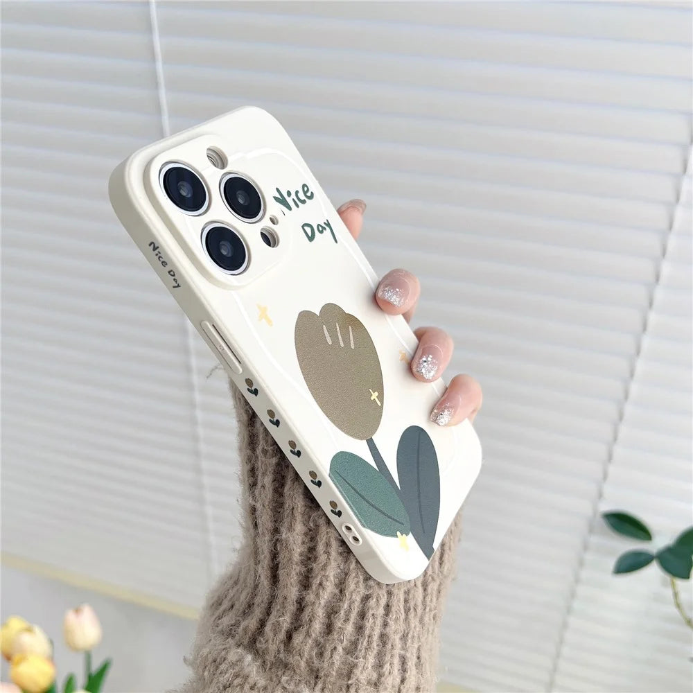 For iPhone 14 Pro Soft TPU Pattern Printed Phone Case Precise Cutout Protective Cover - Tulip - 6