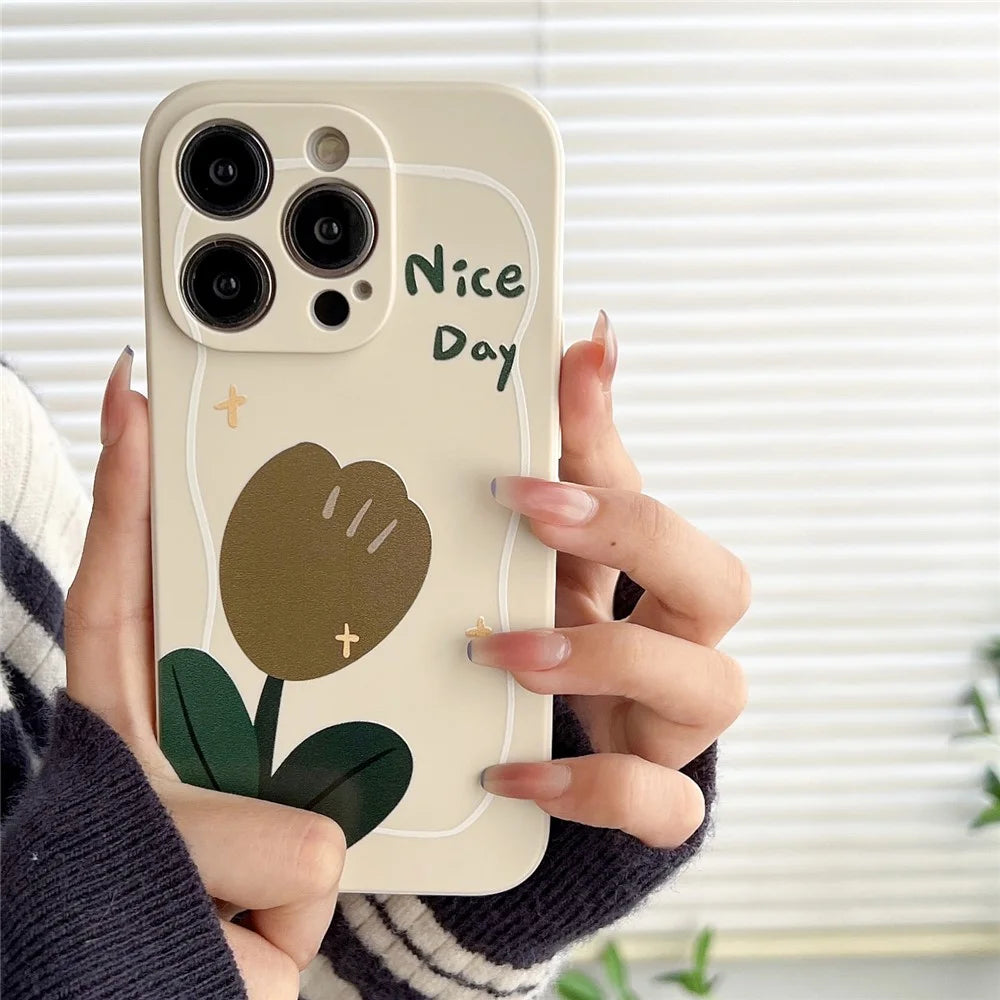 For iPhone 14 Pro Soft TPU Pattern Printed Phone Case Precise Cutout Protective Cover - Tulip - 7