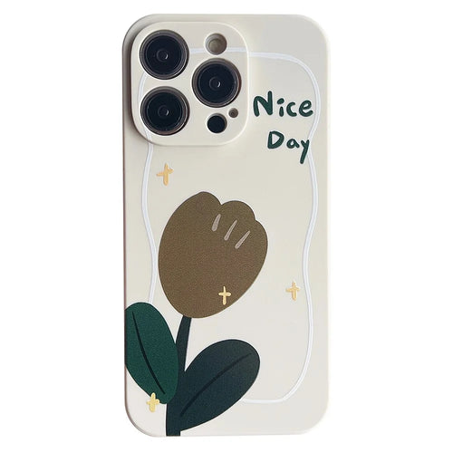 For iPhone 13 Pro Max 6.7 inch Precise Cutout Phone Case Stylish Pattern TPU Drop-proof Cover - Tulip - 1