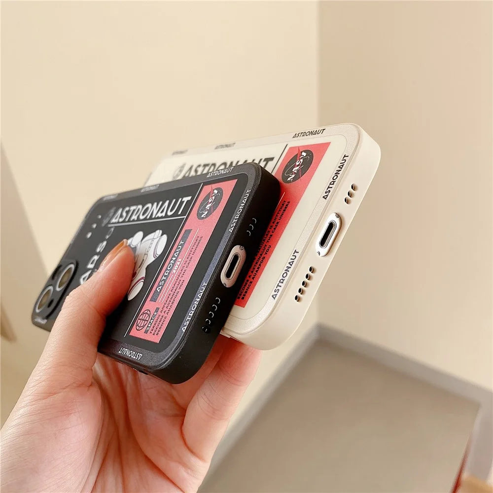 For iPhone 14 Plus Soft TPU Phone Case Precise Cutout Mars Astronaut Pattern Shockproof Cover - White - 5