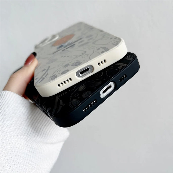 For iPhone 13 6.1 inch Lovely Astronaut Phone Case Precise Cutout Soft TPU Anti-scratch Cover - Black - 4
