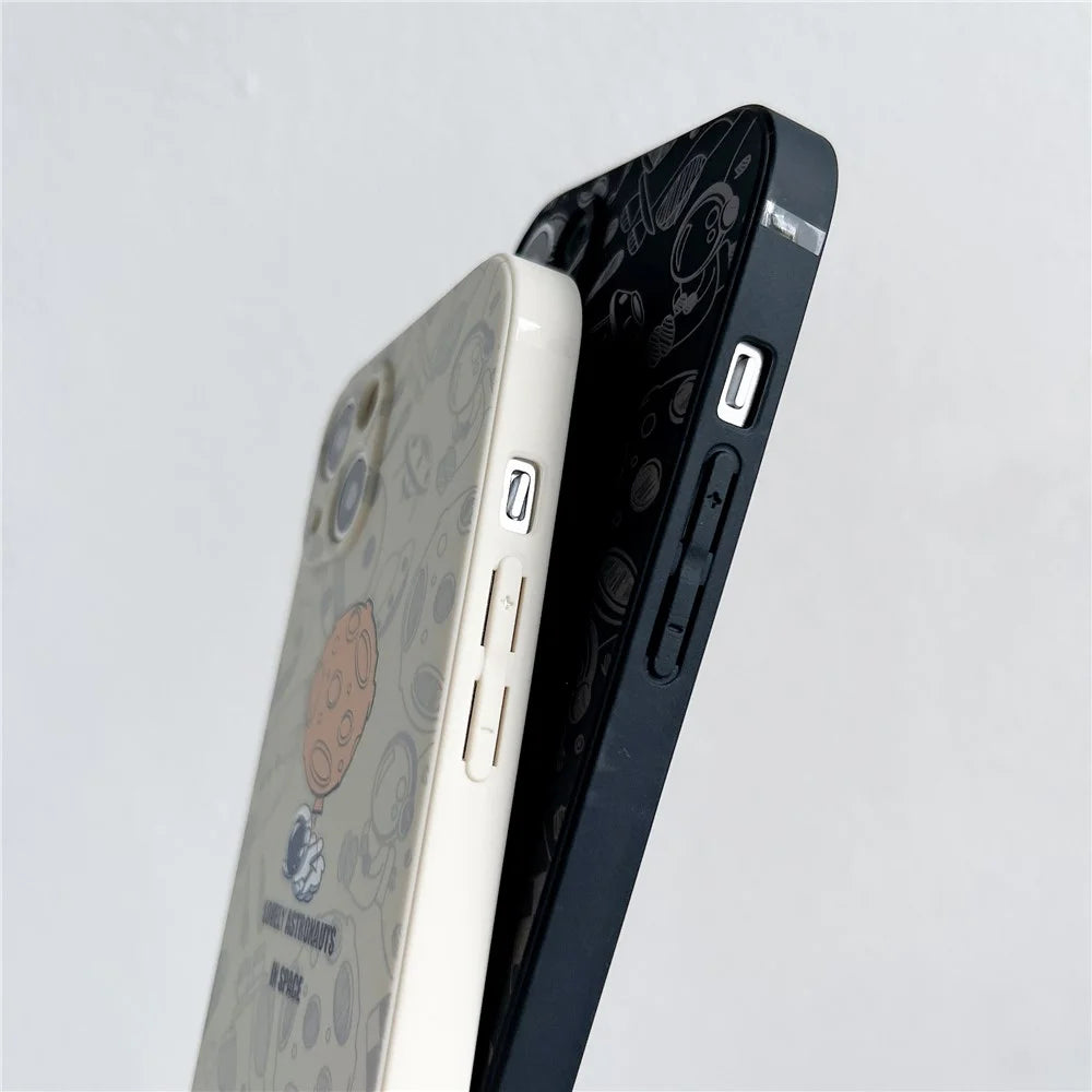 For iPhone 14 Space Astronaut Pattern TPU Phone Case Precise Cutout Anti-scratch Back Cover - White - 3