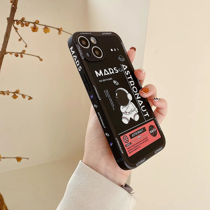 For iPhone 13 6.1 inch Mars Astronaut Pattern Soft TPU Phone Case Precise Cutout Protective Cover - Black - 4