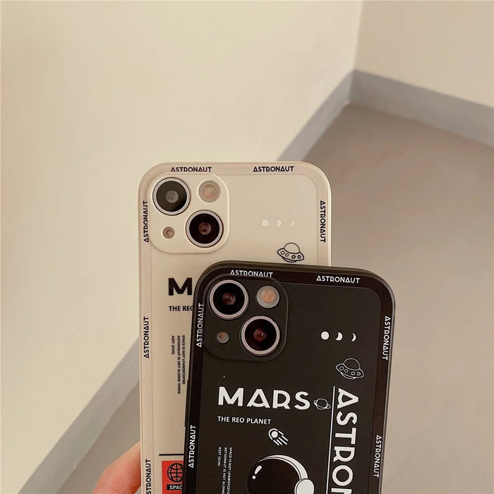 For iPhone 13 6.1 inch Mars Astronaut Pattern Soft TPU Phone Case Precise Cutout Protective Cover - Black - 6