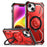 Magnetic Phone Case for iPhone 13 , PC+TPU Ring Kickstand Phone Cover Compatible with MagSafe - Red - 1
