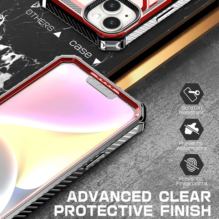 Magnetic Phone Case for iPhone 13 , PC+TPU Ring Kickstand Phone Cover Compatible with MagSafe - Red - 2