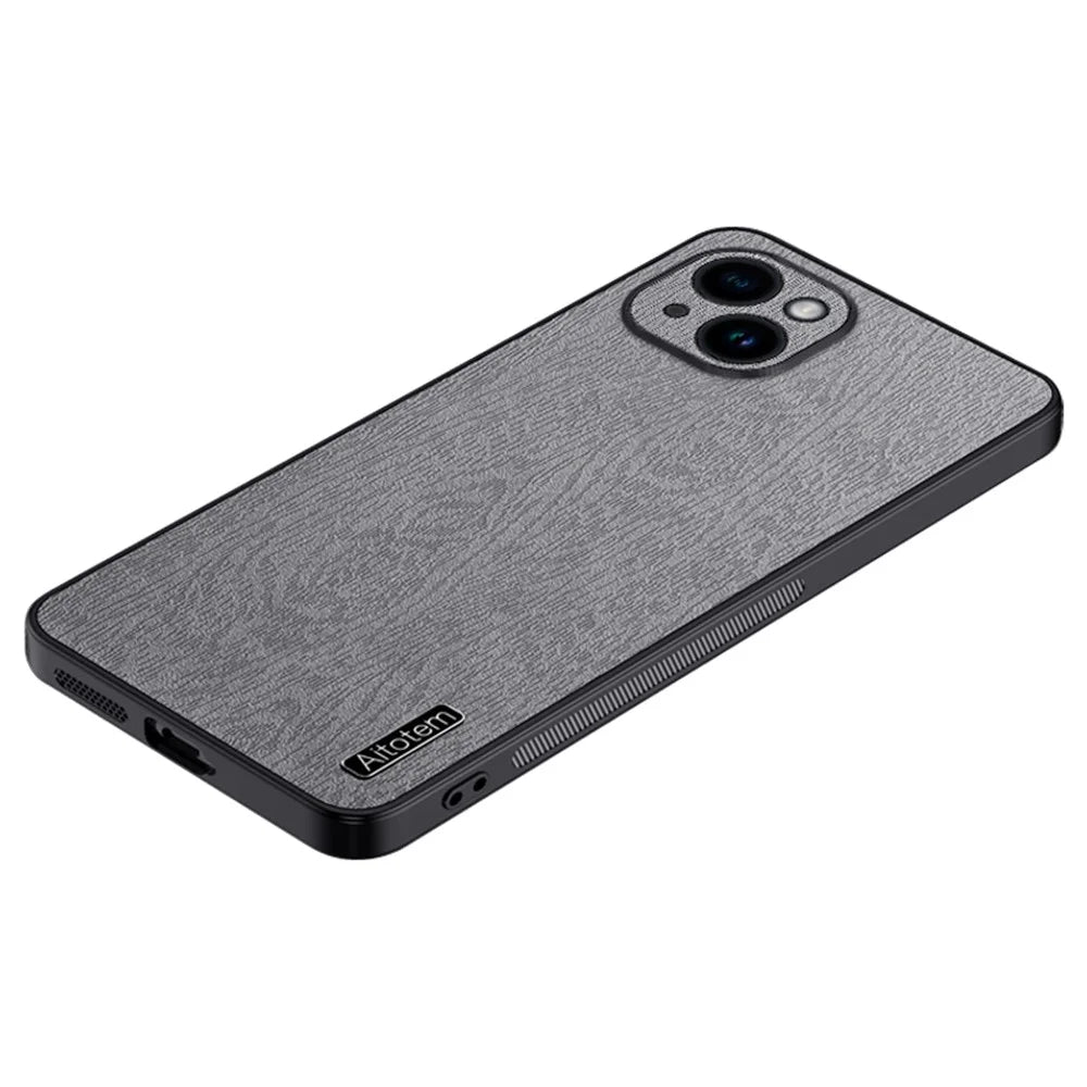 Camera Protection Phone Cover For iPhone 13 6.1 inch PU Leather+PC+TPU Case - Grey - 1