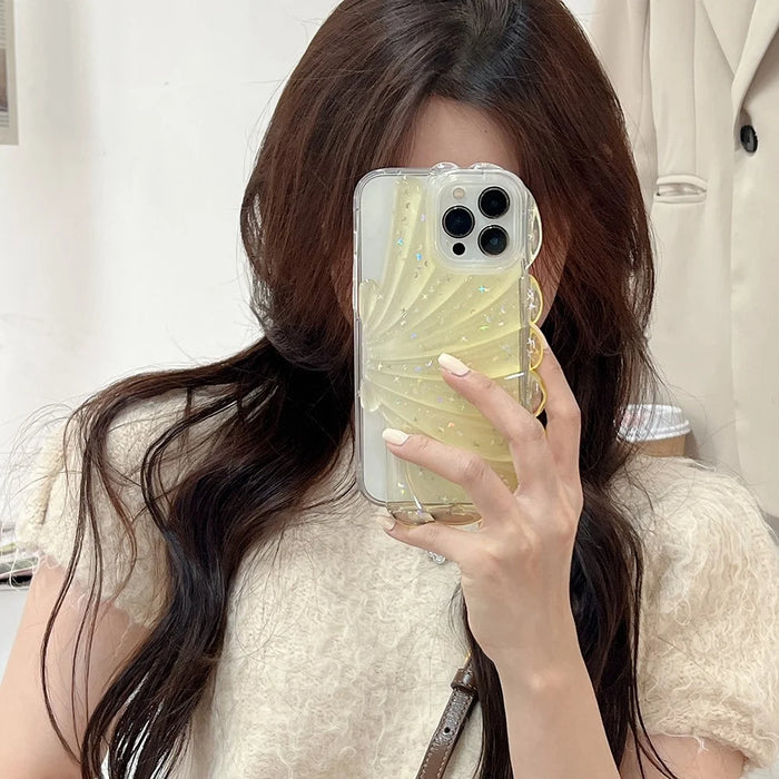For iPhone 13 Pro Max 6.7 inch Glitter Star Epoxy Phone Case Soft TPU Sea Shell Shockproof Cover - Blue - 7