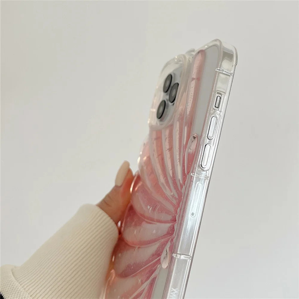 For iPhone 13 Pro 6.1 inch Sea Shell Style Phone Case Soft TPU Glitter Epoxy Star Protective Cover - Yellow - 4