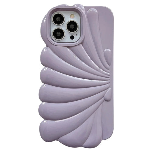 For iPhone 14 Pro Max Seashell Shape Phone Case Glossy Surface Soft TPU Phone Protective Cover - Purple - 1