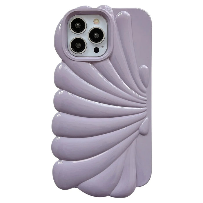 For iPhone 14 Pro Max Seashell Shape Phone Case Glossy Surface Soft TPU Phone Protective Cover - Purple - 1