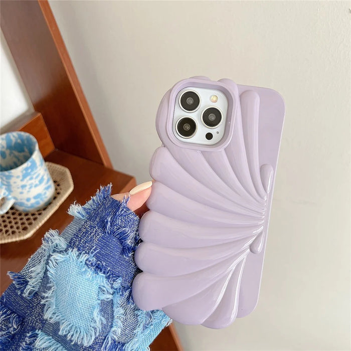 For iPhone 14 Pro Max Seashell Shape Phone Case Glossy Surface Soft TPU Phone Protective Cover - Purple - 2