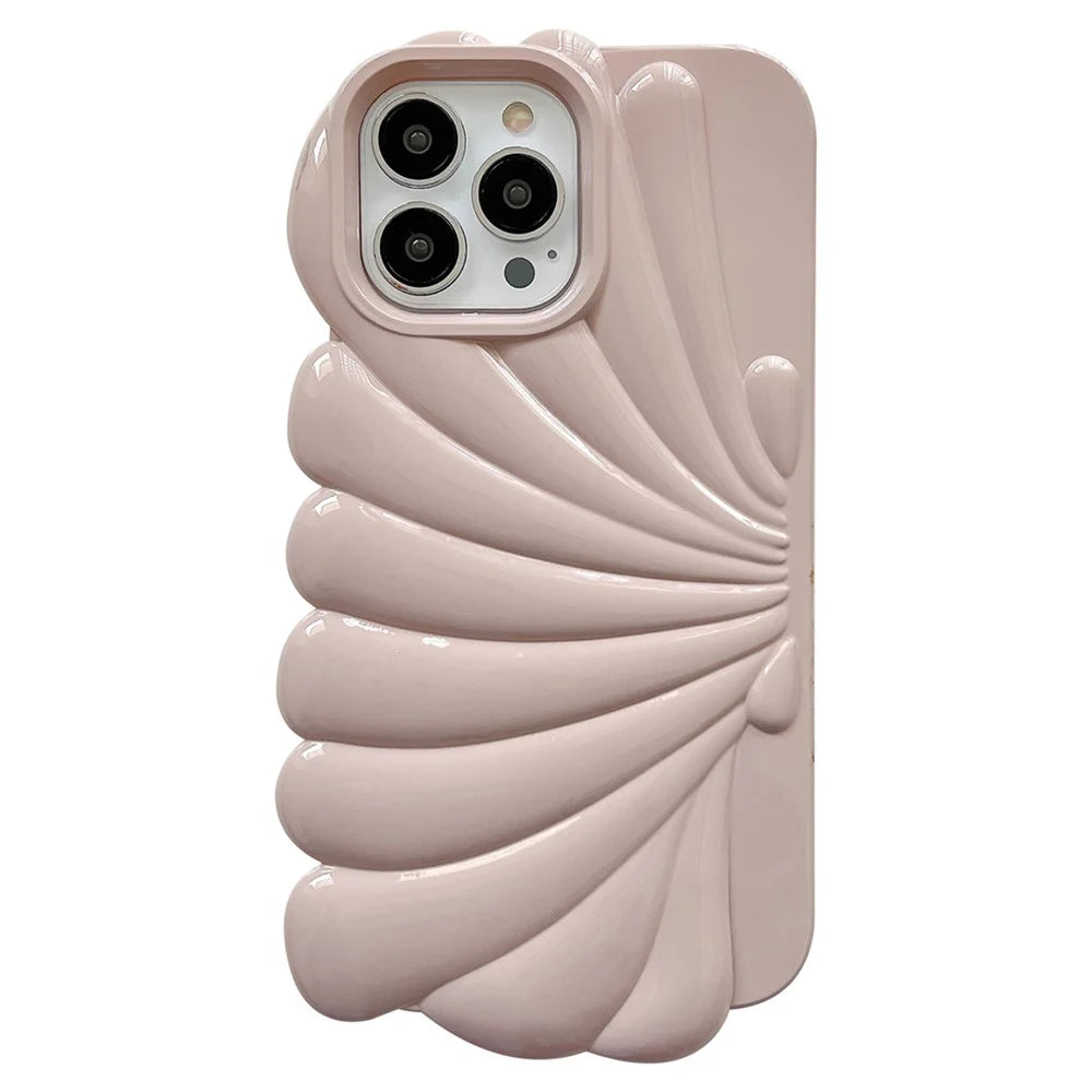 Seashell Shape Phone Case for iPhone 14 Pro , Glossy Surface Soft TPU Phone Protective Cover - Pink - 1