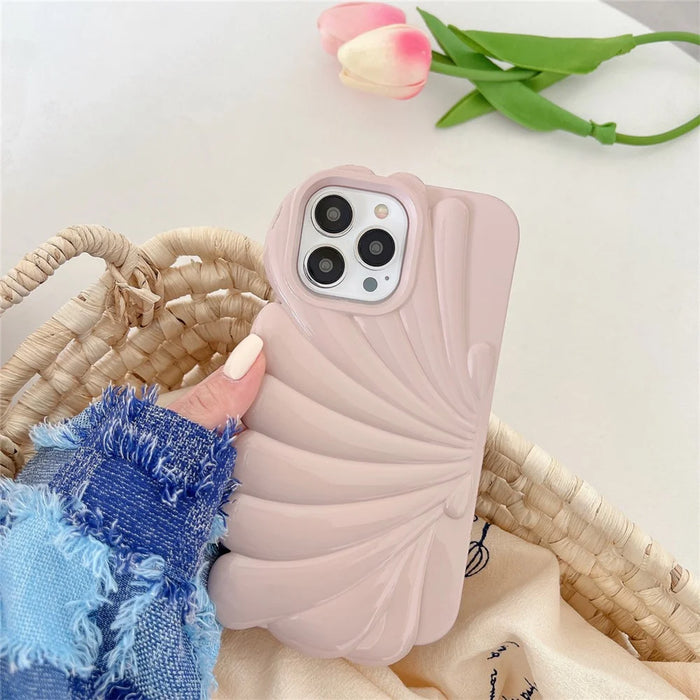 Seashell Shape Phone Case for iPhone 14 Pro , Glossy Surface Soft TPU Phone Protective Cover - Pink - 2