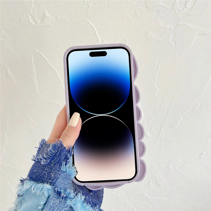 Seashell Shape Phone Case for iPhone 14 Pro , Glossy Surface Soft TPU Phone Protective Cover - Pink - 3