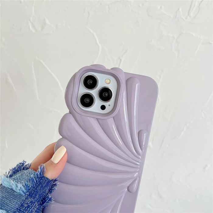 Seashell Shape Phone Case for iPhone 14 Pro , Glossy Surface Soft TPU Phone Protective Cover - Pink - 4