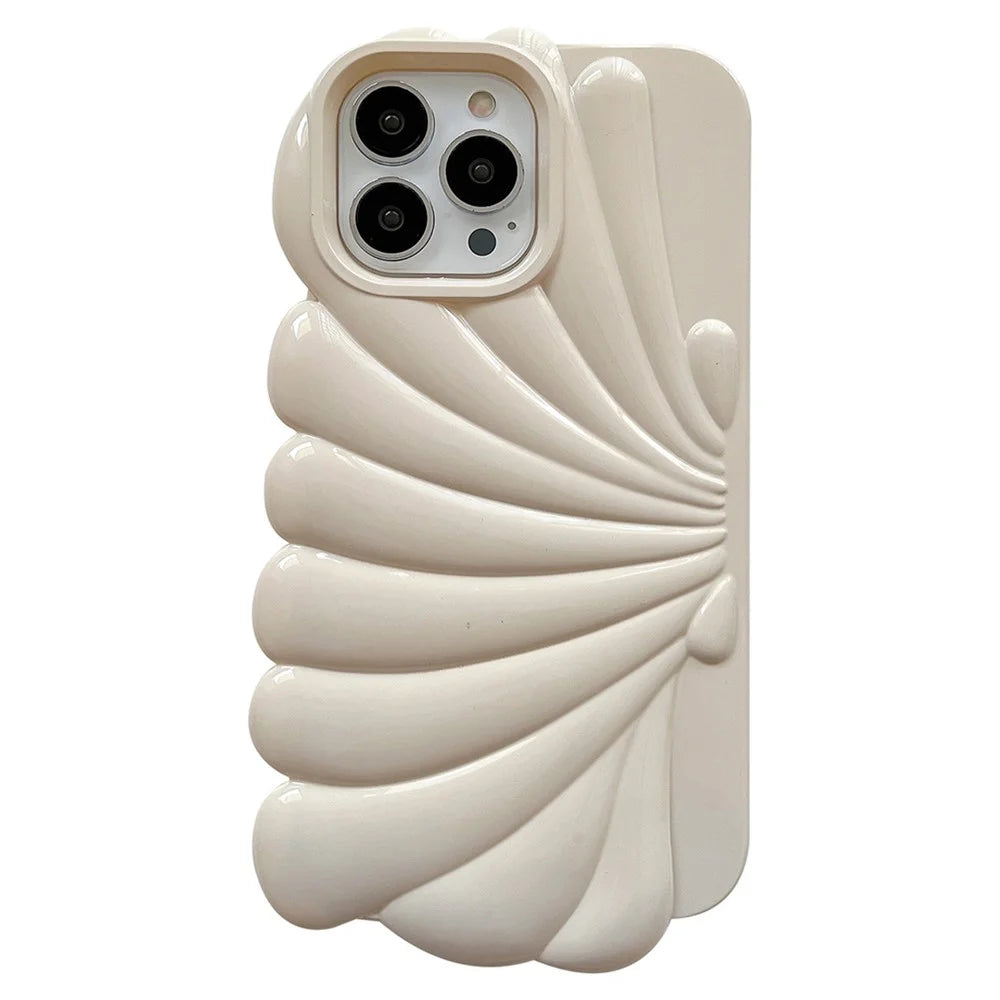 For iPhone 13 Pro Max 6.7 inch Glossy Surface Soft TPU Phone Cover Seashell Shape Phone Case - Beige - 1