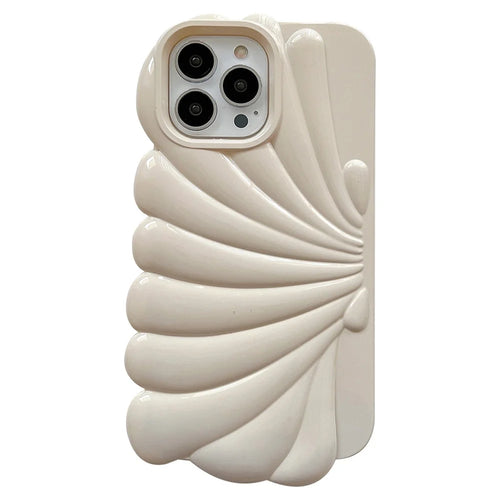 For iPhone 13 Pro Max 6.7 inch Glossy Surface Soft TPU Phone Cover Seashell Shape Phone Case - Beige - 1