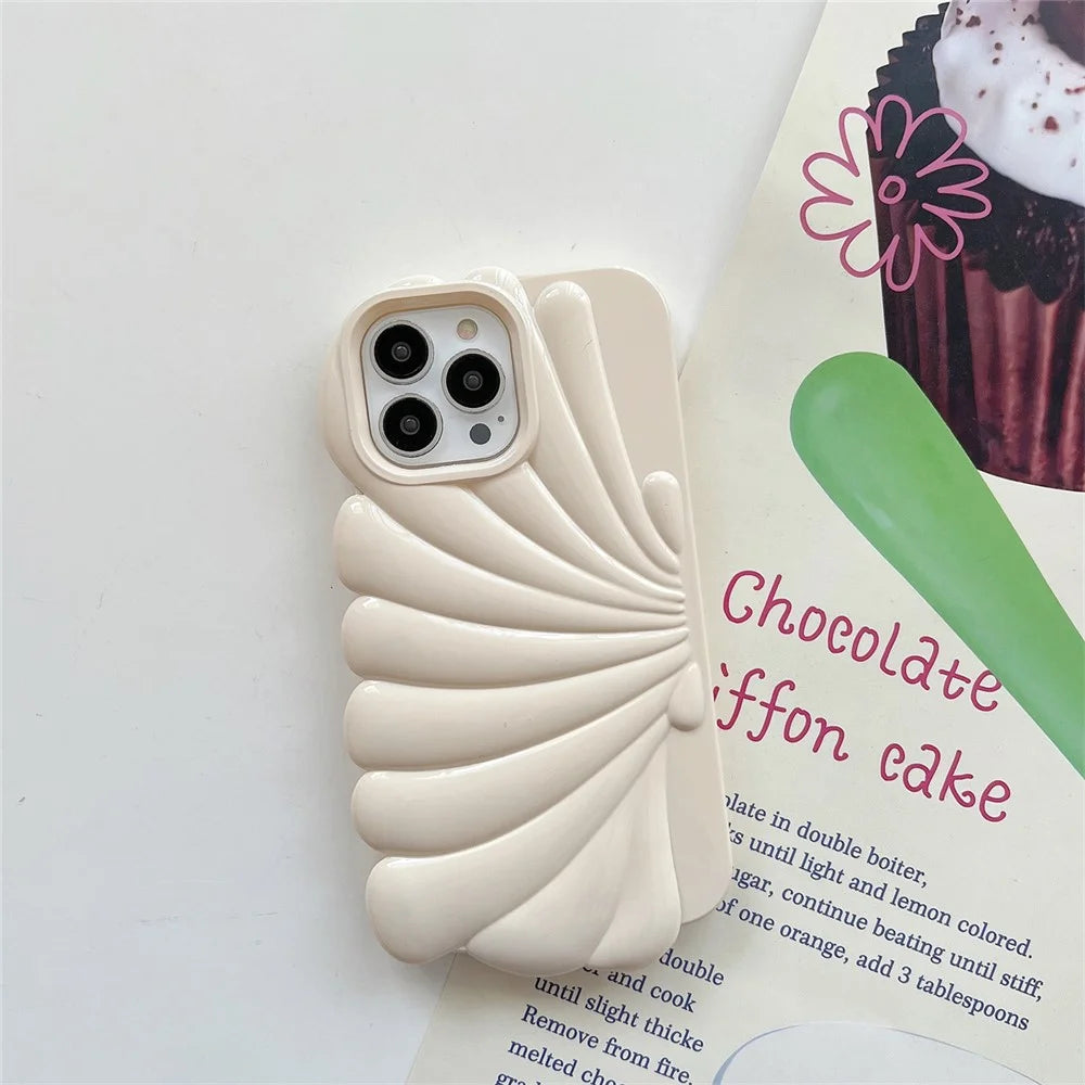 For iPhone 13 Pro Max 6.7 inch Glossy Surface Soft TPU Phone Cover Seashell Shape Phone Case - Beige - 2
