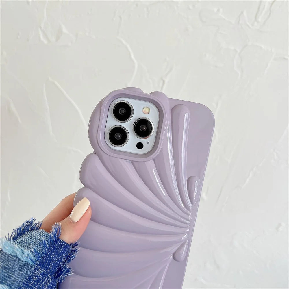 For iPhone 13 Pro Max 6.7 inch Glossy Surface Soft TPU Phone Cover Seashell Shape Phone Case - Beige - 4