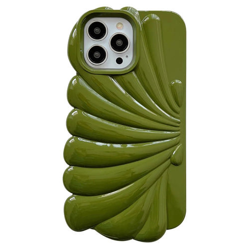 For iPhone 13 Pro 6.1 inch Glossy Surface Seashell Shape Phone Case Soft TPU Phone Shell Cover - Green - 1