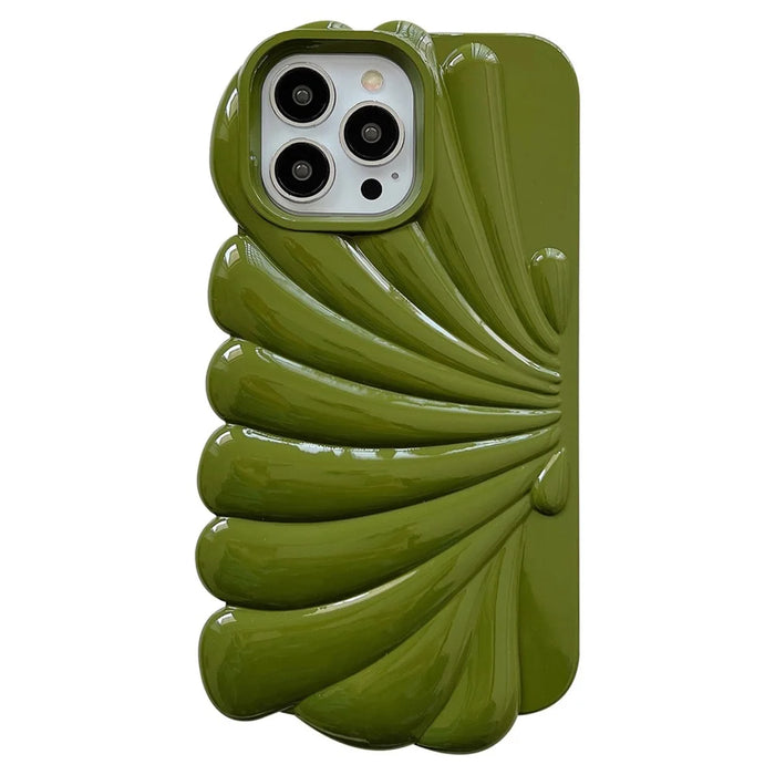 For iPhone 13 Pro 6.1 inch Glossy Surface Seashell Shape Phone Case Soft TPU Phone Shell Cover - Green - 1