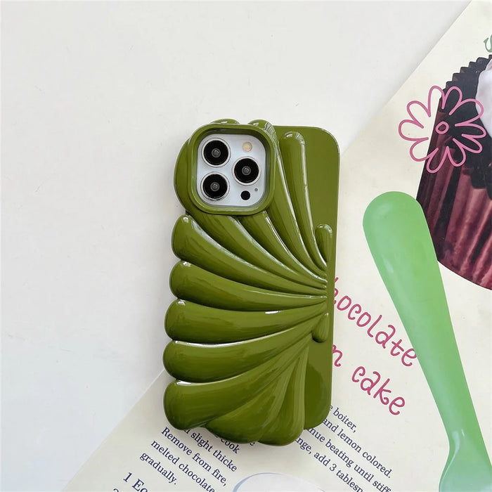 For iPhone 13 Pro 6.1 inch Glossy Surface Seashell Shape Phone Case Soft TPU Phone Shell Cover - Green - 2