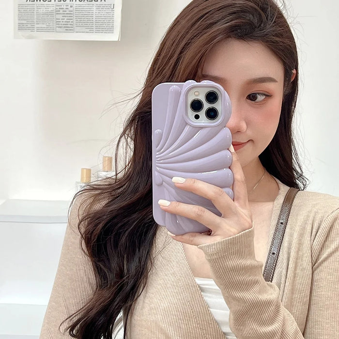 For iPhone 13 Pro 6.1 inch Glossy Surface Seashell Shape Phone Case Soft TPU Phone Shell Cover - Green - 7