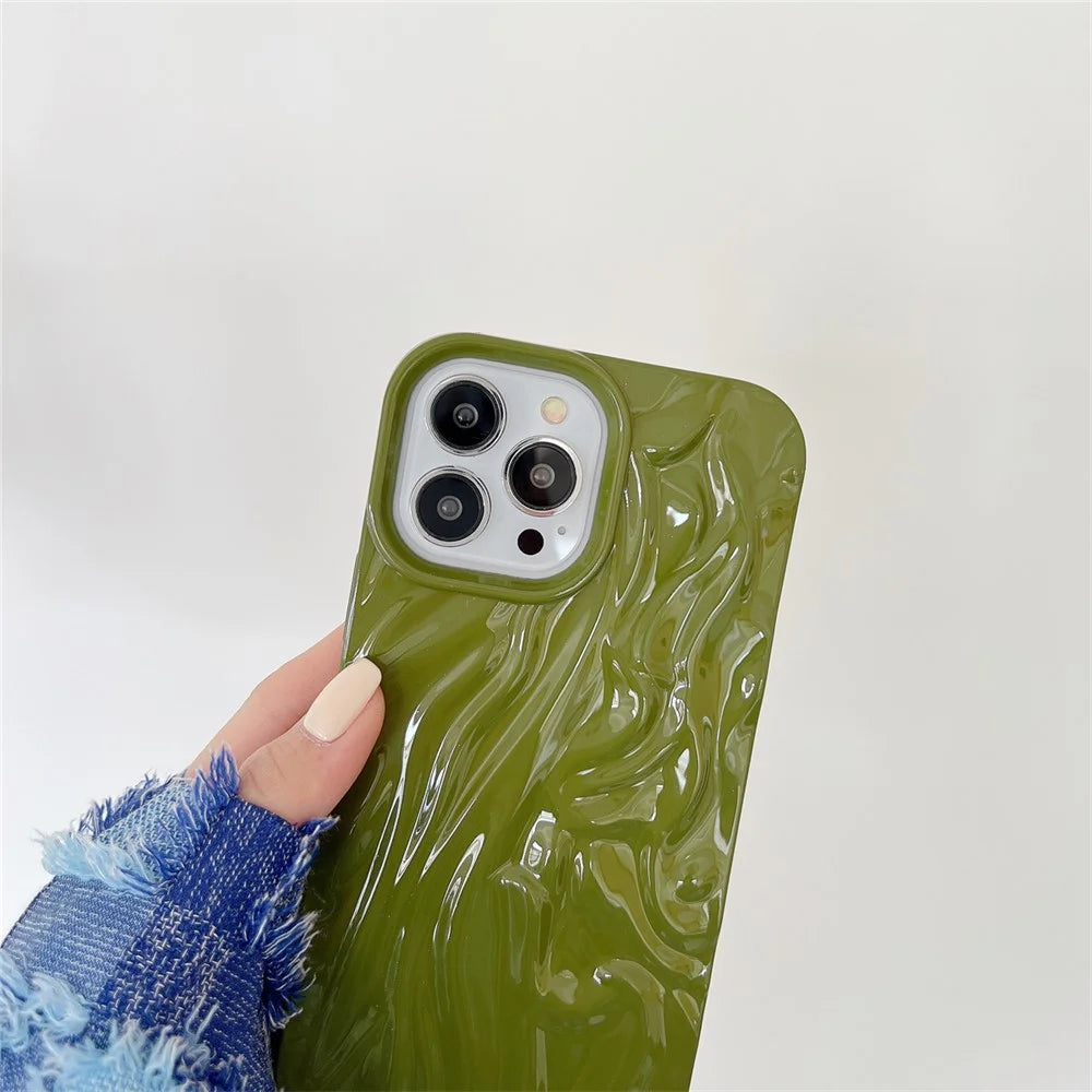 For iPhone 14 Pro Pleat Design Glossy Phone Case Drop-proof Soft TPU Back Protective Cover - Black - 4