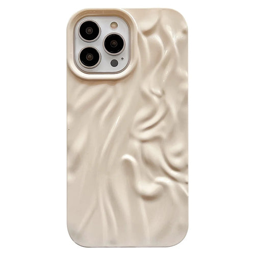 Glossy Phone Case for iPhone 13 Pro 6.1 inch Pleat Design Drop-proof Soft TPU Back Protective Cover - Beige - 1