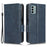 For Nokia G22 Wallet Phone Leather Case Imprinted Triangle Cell Phone Stand Cover - Blue - 1