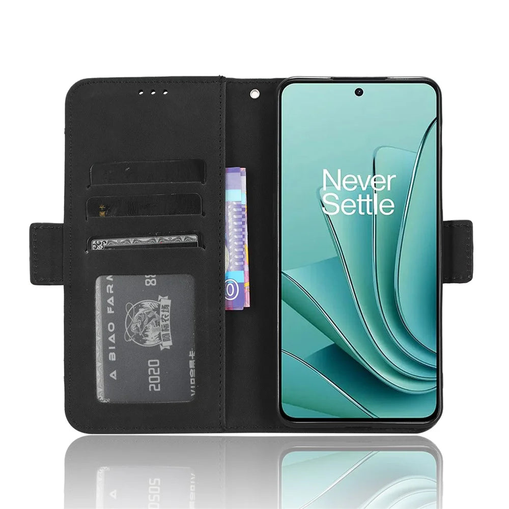 For OnePlus Nord 3 5G / Ace 2V Phone Leather Case Multiple Card Slots Phone Cover with Wallet Stand - Black - 2