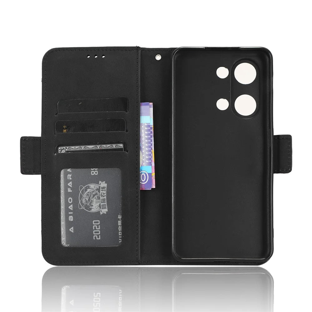 For OnePlus Nord 3 5G / Ace 2V Phone Leather Case Multiple Card Slots Phone Cover with Wallet Stand - Black - 4