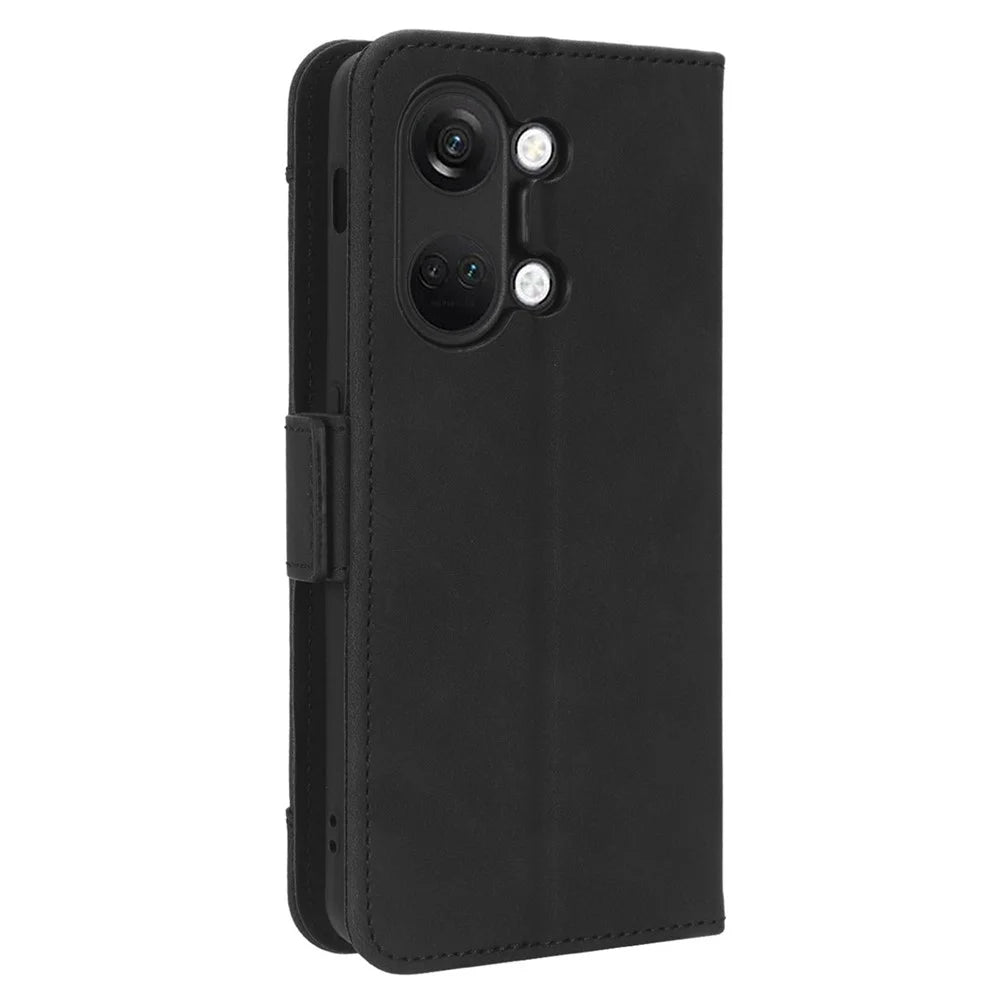 For OnePlus Nord 3 5G / Ace 2V Phone Leather Case Multiple Card Slots Phone Cover with Wallet Stand - Black - 7